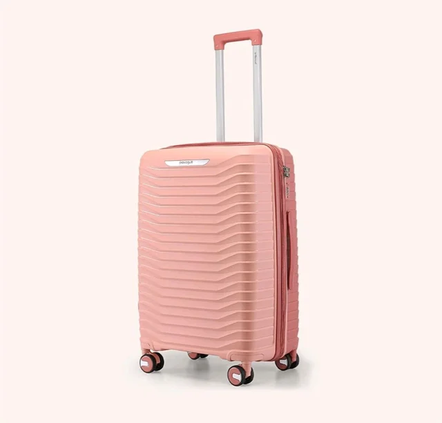 Provogue Coral Hard-Sided PP 65 Cm Trolley Bags for Travel Medium Size | Expandable Luggage Suitcase with 8 Wheels | Combination Lock | 5 Year Warranty (Tea Rose/Redwood)