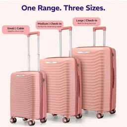 Provogue Coral Hard-Sided PP 65 Cm Trolley Bags for Travel Medium Size | Expandable Luggage Suitcase with 8 Wheels | Combination Lock | 5 Year Warranty (Tea Rose/Redwood)