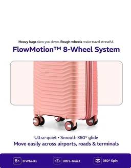 Provogue Coral Hard-Sided PP 65 Cm Trolley Bags for Travel Medium Size | Expandable Luggage Suitcase with 8 Wheels | Combination Lock | 5 Year Warranty (Tea Rose/Redwood)