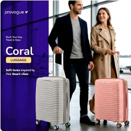 Provogue Coral Hard-Sided PP 65 Cm Trolley Bags for Travel Medium Size | Expandable Luggage Suitcase with 8 Wheels | Combination Lock | 5 Year Warranty (Tea Rose/Redwood)