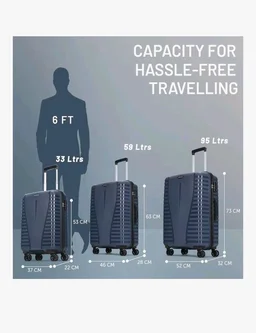 Aristocrat Large Polypropylene Airpro Spinner Check-in 75 Cm() 8 Wheels Trolley Bags for Travel Hard Case Luggage, Lightweight Bag with Combination Lock & Robust Trolley with 3 Years Warranty (Blue) - Blue