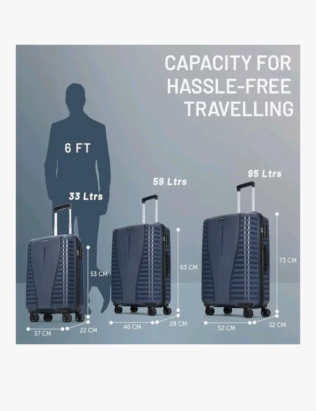 Aristocrat Large Polypropylene Airpro Spinner Check-in 75 Cm() 8 Wheels Trolley Bags for Travel Hard Case Luggage, Lightweight Bag with Combination Lock & Robust Trolley with 3 Years Warranty (Blue) - Blue