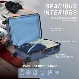 Aristocrat Large Polypropylene Airpro Spinner Check-in 75 Cm() 8 Wheels Trolley Bags for Travel Hard Case Luggage, Lightweight Bag with Combination Lock & Robust Trolley with 3 Years Warranty (Blue) - Blue