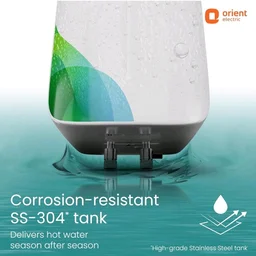Orient Electric Aura Rapid Pro Geyser|5.9L instant water heater| High grade SS tank | 3000W heavy Copper heating element |6.5 bar pressure compatibility| High-rise Compatible| 5 years tank warrant - White