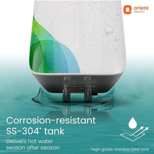 Orient Electric Aura Rapid Pro Geyser|5.9L instant water heater| High grade SS tank | 3000W heavy Copper heating element |6.5 bar pressure compatibility| High-rise Compatible| 5 years tank warrant - White