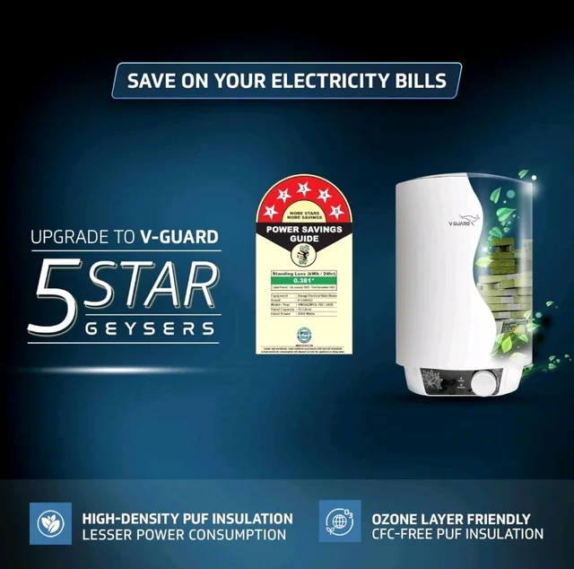 V Guard V-Guard Zio 15 Litre Water Heater for Home | BEE 5 Star Rating | Advanced Multi-layered Safety | Suitable for Hard Water & High-rise Buildings | White
Amazon's Choice - White