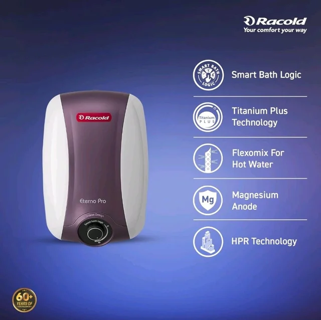 Racold Eterno Pro Storage Water Heater (Geyser)25L-ABS Body-Corrosion Prevention with Titanium Enameled Coating,7Yrs Tank Warranty,Energy Efficient, BEE 4 star rating