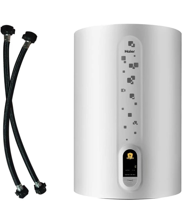 Haier ED Water Geyser 15ltr Digital Display 2000W Electric Storage Geyser Installation & Connection Pipes Wroth INR 700| Warranty 7 Yr on Tank| Shock Proof| 11-Level Safety - Silver
