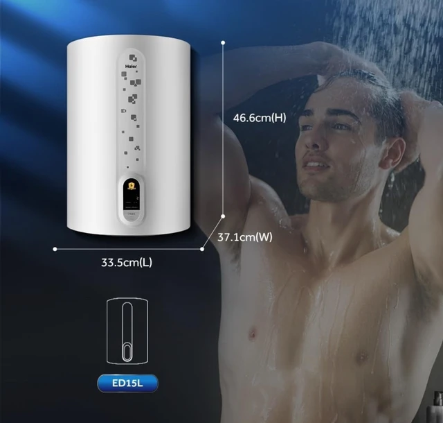 Haier ED Water Geyser 15ltr Digital Display 2000W Electric Storage Geyser Installation & Connection Pipes Wroth INR 700| Warranty 7 Yr on Tank| Shock Proof| 11-Level Safety - Silver