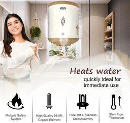 Active ACTIVA 10L Storage Water Heater Geyser | 3kW ISI Copper Heating Element | 0.8mm Anti-Rust Coated Tank | BEE 5 Star Rated | ABS Body | Fast Heating | 5 Year Warranty | Ivory - Mercury