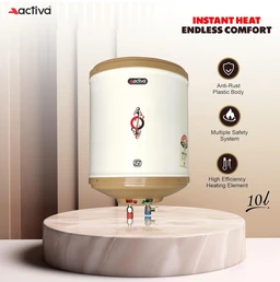Active ACTIVA 10L Storage Water Heater Geyser | 3kW ISI Copper Heating Element | 0.8mm Anti-Rust Coated Tank | BEE 5 Star Rated | ABS Body | Fast Heating | 5 Year Warranty | Ivory - Mercury
