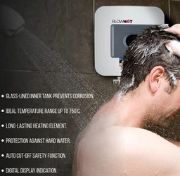 BLOWHOT 10-LTR Storage Electric Geyser | Water Heater | BEE 5 Star Rating | ABS Body | Anti Rust Glass Line Tank | Auto CUT-OFF 2000 Watt | Warranty - 5 Yrs on Storage Tank | 2 Yrs on Heating Element