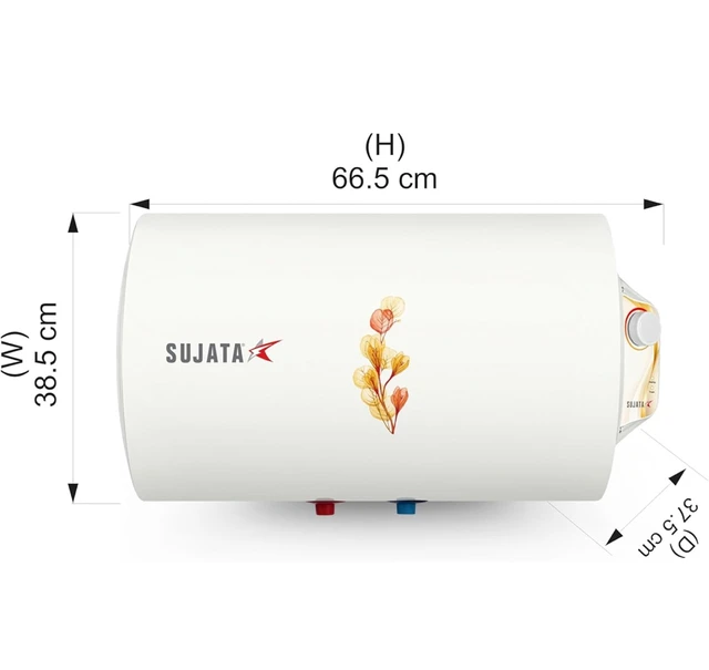 SUJATA Sujata 25 Litre Storage Water Geyser | 25 Ltr Electric Geyser | Horizontal Water Heater with Multiple Safety System | 7 Years Tank & 3 Years Element Warranty | Free Installation | SWH63 (White) - White