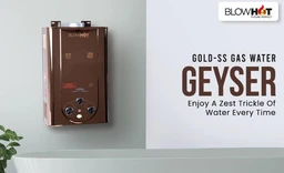 BLOWHOT Gas Geyser 6 Litres | Auto CUT-OFF | Automatic LPG Gas Water Heater Geyser| Instant Warm Water Flow | 1 Year General Warranty | 2 Years Warranty On Heat Exchanger (ISI Marked) (Rose Gold),Wall - Black