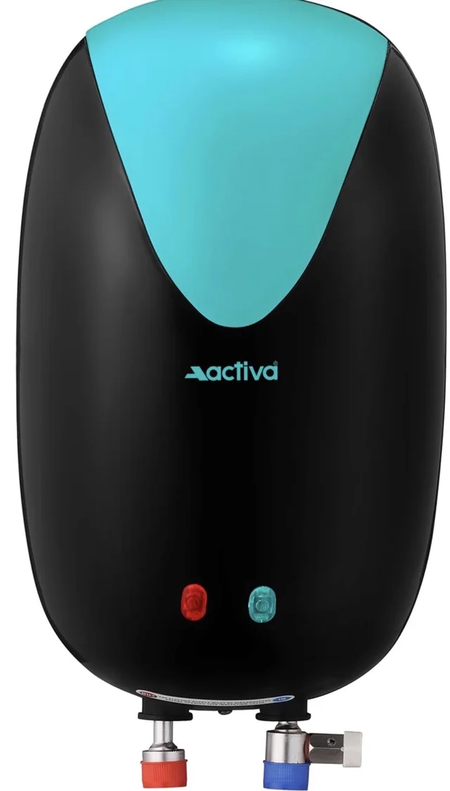 ACTIVA 3L Instant Water Heater Geyser 3kW ISI Copper Element 304L SS Tank Anti Rust Coating Auto Cut Off ABS Body BEE 5 Star Fast Heating Compact Bathroom Kitchen Use 5 Year Warranty Green Black - Black
