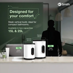 A0SMITH AO Smith Geyser VAS PLUS 15 Litre | 5 Star BEE Rating | Powerful 2KW Water Geyser for Bathroom | 2X Corrosion Resistant | Storage Water Heater | Warranty: 7Yr Tank, 3Yr Heating Element, 2Yr Overall - Alto