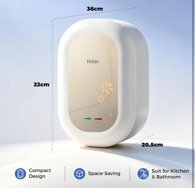 HAIER Haier Instant Water Heater 3 Litre Geyser 3000W Powerful Heating| Free Installation| Advanced Multi-Layered Safety|High Rise Compatible