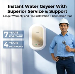 HAIER Haier Instant Water Heater 3 Litre Geyser 3000W Powerful Heating| Free Installation| Advanced Multi-Layered Safety|High Rise Compatible