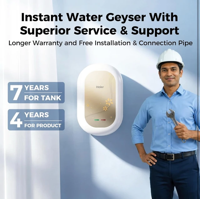 HAIER Haier Instant Water Heater 3 Litre Geyser 3000W Powerful Heating| Free Installation| Advanced Multi-Layered Safety|High Rise Compatible