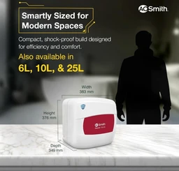 : A. O. Smith AO Smith Geyser 15 Litre 5 Star Rating (BEE) | Powerful 2KW Heating | Storage Water Heater With 2X Corrosion Resistant Blue Diamond Glass Tank | Warranty: 5 Yr Tank, 2 Yr Comprehensive | HSE-SHS-015