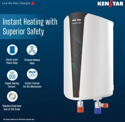 Kenstar Jacuzzi Neo |5.5L|3000-Watts Powerful Heating | Electric Instant Water Heater (Geyser) |High Grade SS Tank with Advanced 4 Level Safety| Rust-Proof| White|
62%
off
- White