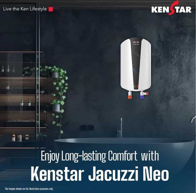 Kenstar Jacuzzi Neo |5.5L|3000-Watts Powerful Heating | Electric Instant Water Heater (Geyser) |High Grade SS Tank with Advanced 4 Level Safety| Rust-Proof| White|
62%
off
- White