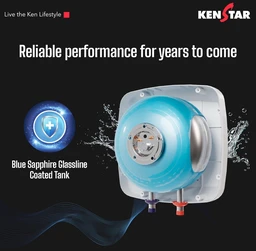 KENSTAR Kenstar Marvel 15-L, 5 Star Rated Storage Water Heater with Superior Glassline Coated Tank, Powerful 2000W Heating Element, Rust Proof Plastic Body and Advanced 3 Level Safety|(White and Blue)