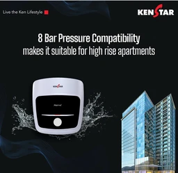 KENSTAR Kenstar Marvel 15-L, 5 Star Rated Storage Water Heater with Superior Glassline Coated Tank, Powerful 2000W Heating Element, Rust Proof Plastic Body and Advanced 3 Level Safety|(White and Blue)