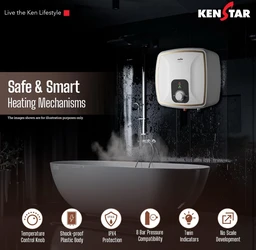 KENSTAR Kenstar Quantum 15-L, 5 Star Rated Storage Square Water Heater with Superior Glassine Coated Tank, Powerful 2000W Heating Element, (White and Orange)
58%
off
- White