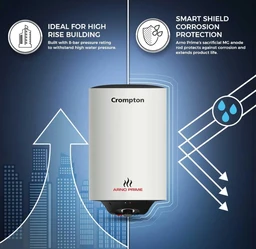 Arno prime Crompton Arno Prime 10-L Geyser |Anti-Scale Technology |5 Star Energy Efficient Storage Water Heater |Advanced 3 Level Safety |Suitable for High Rise Buildings |8 Year Tank & 4 Year Element Warranty - Silver