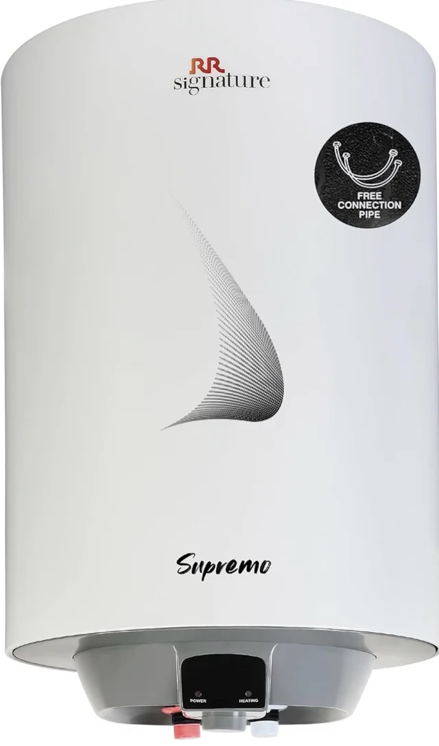 Supremo RR Signature Supremo 10L Star Rated Storage Water Heater for Home | Glass Line Tank Geyser | 8 Bar, Suitable for High Rise |Thermal Cutout |Safety Valve 2 Yr Warranty on Product & 6 Yr on Tank by RR - White