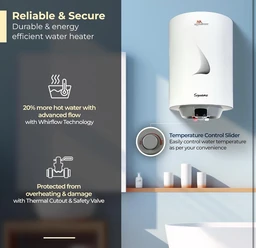 Supremo RR Signature Supremo 10L Star Rated Storage Water Heater for Home | Glass Line Tank Geyser | 8 Bar, Suitable for High Rise |Thermal Cutout |Safety Valve 2 Yr Warranty on Product & 6 Yr on Tank by RR - White