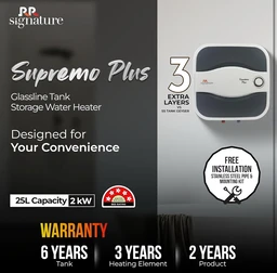 Supremo RR Signature Supremo Plus 25L Storage Water Heater |Glass Line Tank|8 Bar, High Rise Buildings |2 Yr Warranty on Product & 6 Yr on Tank by RR | Free Installation & Pipes
56%
off
- Dorado
