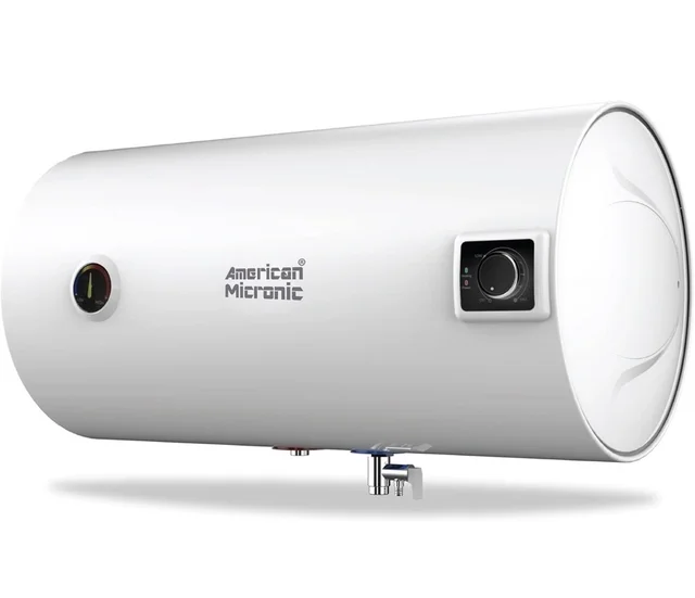 AMERICAN MICRONIC® 25 L Horizontal Water Heater | 8 Bar Pressure | Titanium Glass Lined Seamless Steel Tank | Variable Temperature Control | Magnesium Anode | BEE 4 Star | AMI-WHH-25LDx (White)
- White