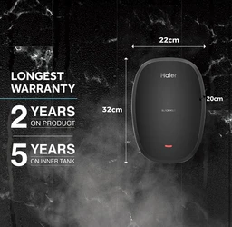 HAIER Haier BlackVolt Instant Water Heater 3 Litre with 3kW | Fast Heating | Copper Heating Element | 6.5 Bar Pressure | Instant Geyser for Kitchen & Bathroom | 5-Year Tank Warranty | EI3V-BLACKVOLT - Black