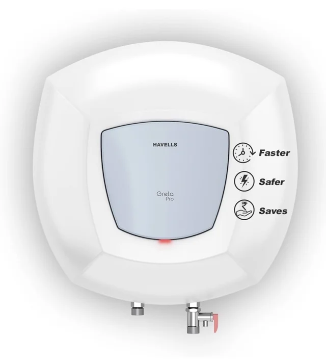 Havells All New Greta Pro 25L 5 Star Storage Water Heater (Geyser) | Faster Heating | Safe to use | Saves electricity |Engineered for Hard Water | Feroglas Coated Anti Rust Tank | Made in India - White