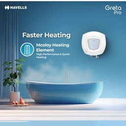 Havells All New Greta Pro 25L 5 Star Storage Water Heater (Geyser) | Faster Heating | Safe to use | Saves electricity |Engineered for Hard Water | Feroglas Coated Anti Rust Tank | Made in India - White