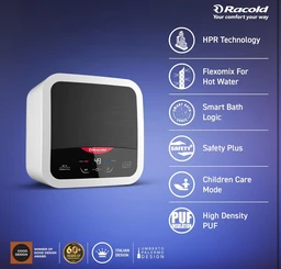 Racold Omnis DG 25L Vertical 5 Star Storage Water Heater (Geyser) Black Digital Display Touch Control Auto Diagnosis Suitable for High Rise Buildings Free Standard Installation & Pipes, Wall Mounting - Black
