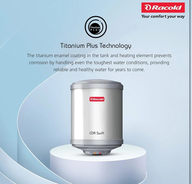 Racold CDR Swift 25 Litre 3kW 5 Star BEE Rating Storage Water Heater | 33% Faster Heating than other 2kW Geysers | Titanium Coating on Tank | Rust-proof Body | Free Standard Installation & Pipes
46%
off
- Silver