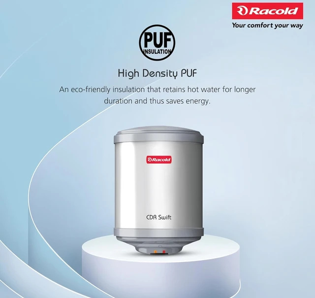 Racold CDR Swift 25 Litre 3kW 5 Star BEE Rating Storage Water Heater | 33% Faster Heating than other 2kW Geysers | Titanium Coating on Tank | Rust-proof Body | Free Standard Installation & Pipes
46%
off
- Silver