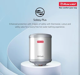 Racold CDR Swift 25 Litre 3kW 5 Star BEE Rating Storage Water Heater | 33% Faster Heating than other 2kW Geysers | Titanium Coating on Tank | Rust-proof Body | Free Standard Installation & Pipes
46%
off
- Silver