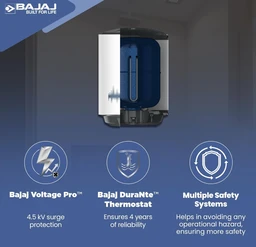 Bajaj Shield Series New Shakti 25L Storage Wall Mount Water Heater for Home, 5-Star Rated Geyser, Child Safety Mode, 10-Year Tank, 6-Year Element, 4-Year Product Warranty (White & Grey) - Silver Chalice