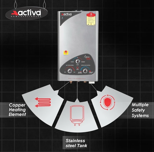 ACTIVA 6L Instant Gas Water Heater | Advanced Multilayered Safety | ISI Certified Gas Geyser | 5 Star Energy Saving | Auto Cut Off | Anti Rust Body | Fast Heating for Bathroom Use
11%
off