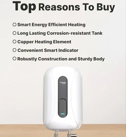 HINDWARE SMART Hindware Smart Appliances IMMEDIO x 5.5L Instant Water Geyser | High Grade Stainless-Steel Tank | I-Thermostat Feature & Pressure Release Valve (White & Black)
52%
off
- White