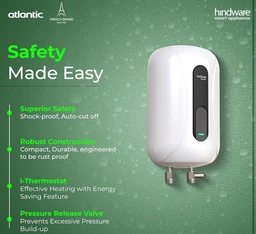 HINDWARE SMART Hindware Smart Appliances IMMEDIO x 5.5L Instant Water Geyser | High Grade Stainless-Steel Tank | I-Thermostat Feature & Pressure Release Valve (White & Black)
52%
off
- White
