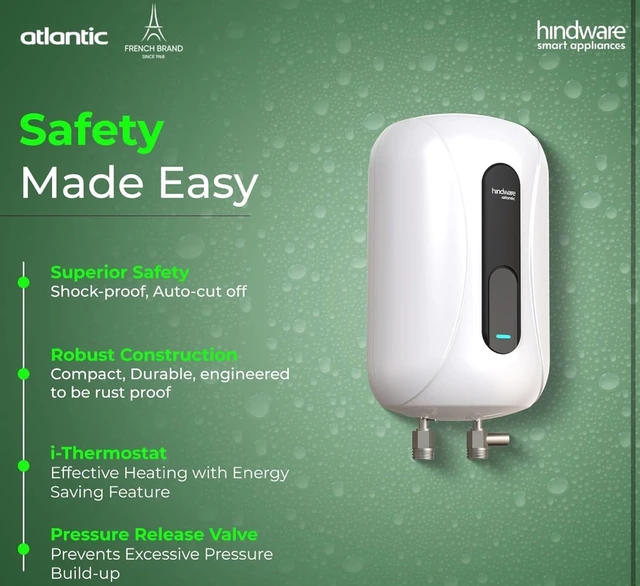 HINDWARE SMART Hindware Smart Appliances IMMEDIO x 5.5L Instant Water Geyser | High Grade Stainless-Steel Tank | I-Thermostat Feature & Pressure Release Valve (White & Black)
52%
off
- White