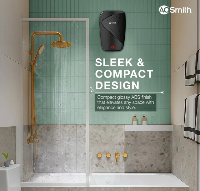 AO Smith EWS Pro Instant 5 Litre Water heater with 3kW Express Heating | Premium & Compact Design | Instant Geyser for Bathroom & Kitchen | 5 Year Tank Warranty | Hose Pipes Included
- Black