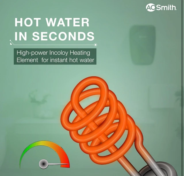 AO Smith EWS Pro Instant 5 Litre Water heater with 3kW Express Heating | Premium & Compact Design | Instant Geyser for Bathroom & Kitchen | 5 Year Tank Warranty | Hose Pipes Included
- Black