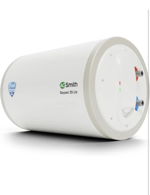 A O Smith AO Smith Horizontal Geyser 25 Litre (Right)| Storage Water Geyser With Glass Coated Heating Element | Durable Metal Body | Warranty: 7 Yr Tank, 2 Yr Comprehensive | HAS-X1-025-RHS | BEE Rating 4 Star - White