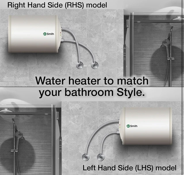 A O Smith AO Smith Horizontal Geyser 25 Litre (Right)| Storage Water Geyser With Glass Coated Heating Element | Durable Metal Body | Warranty: 7 Yr Tank, 2 Yr Comprehensive | HAS-X1-025-RHS | BEE Rating 4 Star - White
